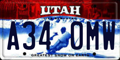 UT license plate A340MW