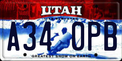 UT license plate A340PB