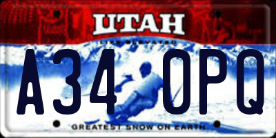 UT license plate A340PQ
