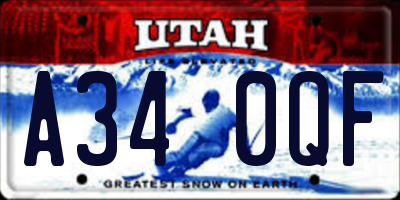 UT license plate A340QF