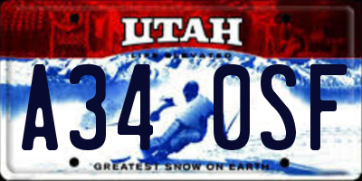 UT license plate A340SF