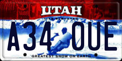 UT license plate A340UE