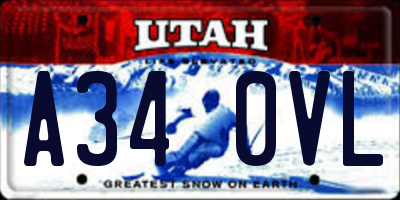 UT license plate A340VL