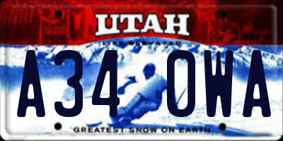 UT license plate A340WA
