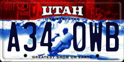 UT license plate A340WB