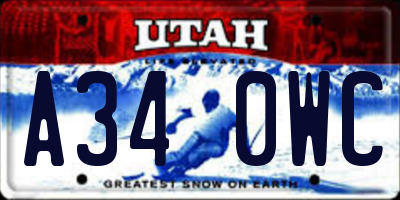 UT license plate A340WC