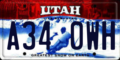 UT license plate A340WH