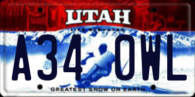 UT license plate A340WL
