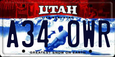 UT license plate A340WR