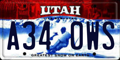 UT license plate A340WS