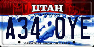 UT license plate A340YE