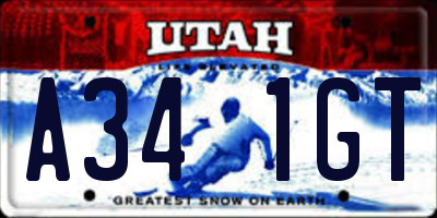 UT license plate A341GT