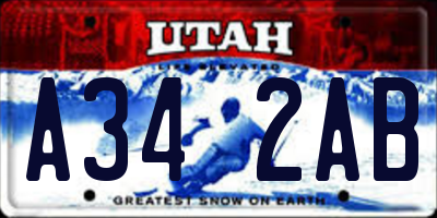 UT license plate A342AB