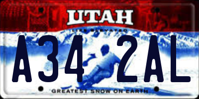 UT license plate A342AL