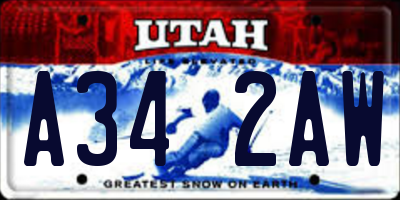 UT license plate A342AW
