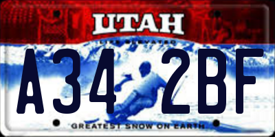 UT license plate A342BF