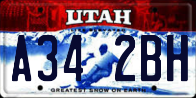UT license plate A342BH