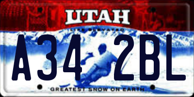 UT license plate A342BL