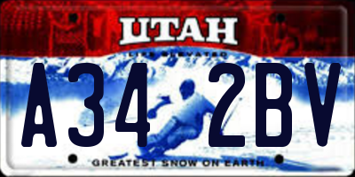 UT license plate A342BV