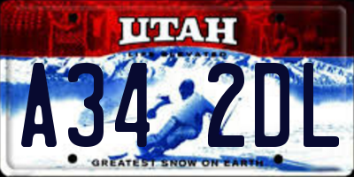 UT license plate A342DL