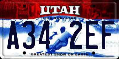 UT license plate A342EF