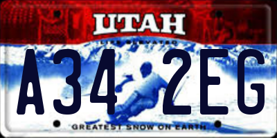 UT license plate A342EG