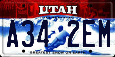 UT license plate A342EM