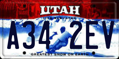 UT license plate A342EV
