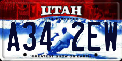 UT license plate A342EW
