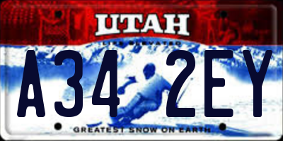 UT license plate A342EY