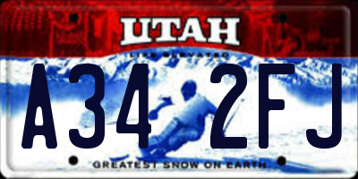 UT license plate A342FJ