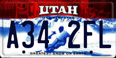 UT license plate A342FL
