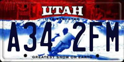 UT license plate A342FM