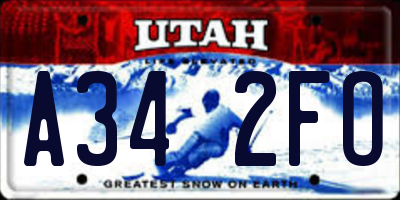 UT license plate A342FO