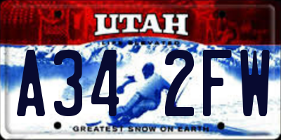 UT license plate A342FW