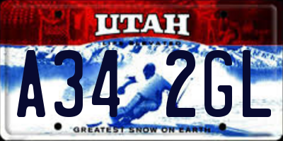 UT license plate A342GL