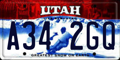 UT license plate A342GQ