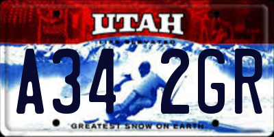 UT license plate A342GR