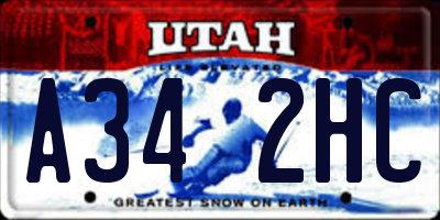 UT license plate A342HC