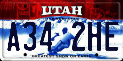 UT license plate A342HE