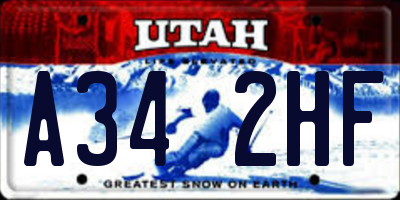 UT license plate A342HF