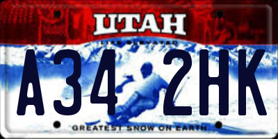 UT license plate A342HK