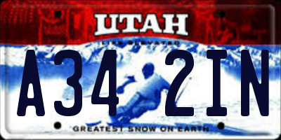 UT license plate A342IN