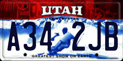 UT license plate A342JB