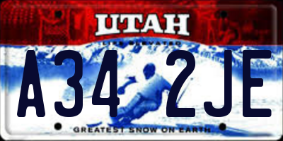 UT license plate A342JE