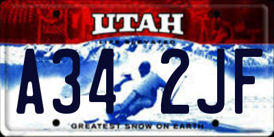 UT license plate A342JF