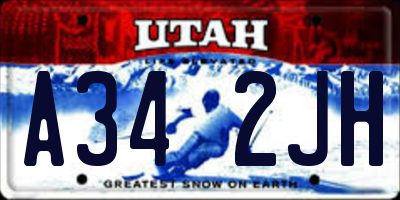 UT license plate A342JH