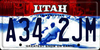 UT license plate A342JM