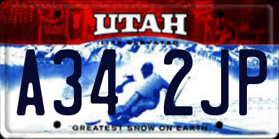 UT license plate A342JP