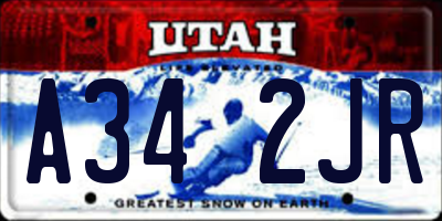 UT license plate A342JR